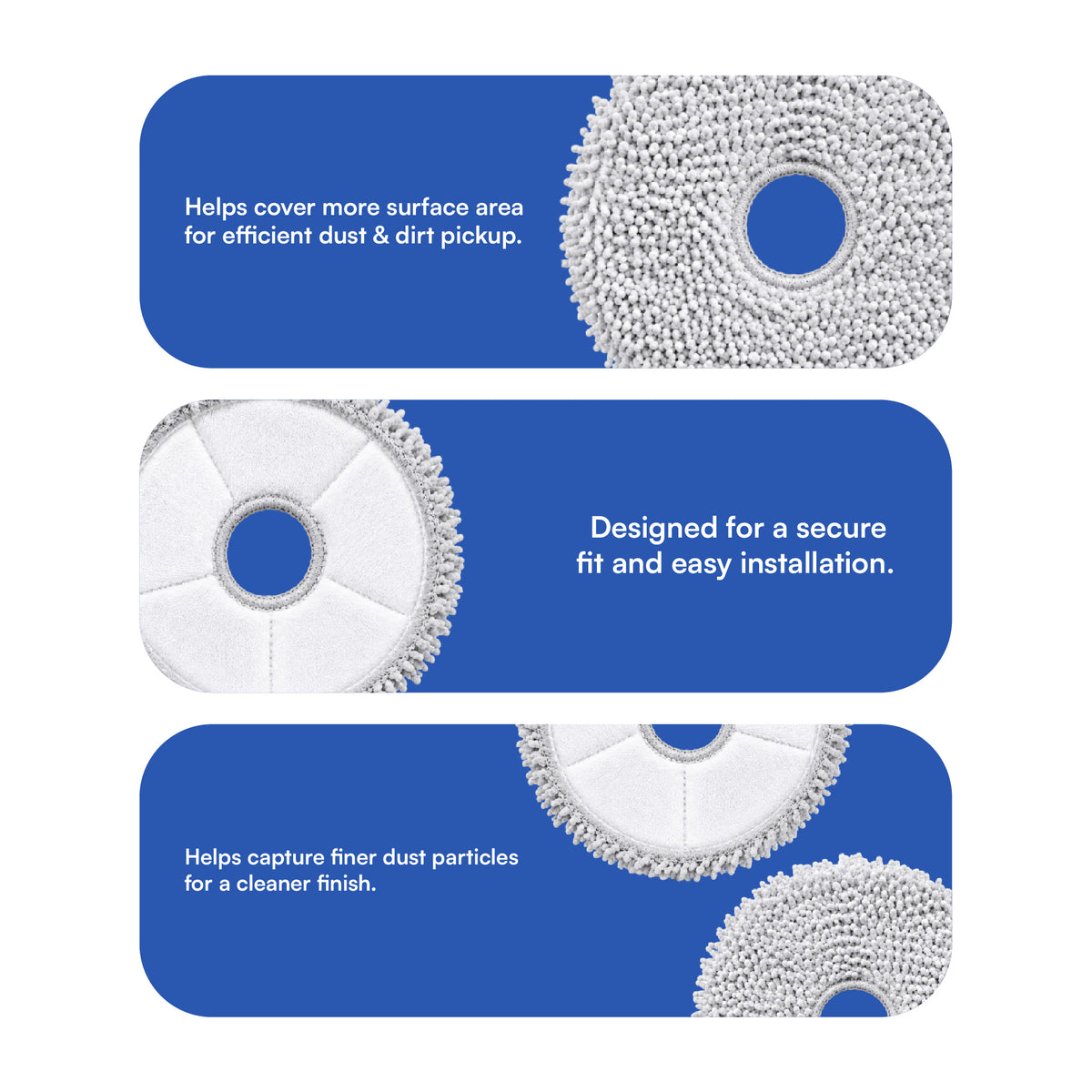 Round Mop Compatible with Dreame L10 Prime, D20 Ultra, L10s Ultra, L10s Pro Ultra, L40 Ultra AE, L50s Pro Ultra, L50 Ultra CE & X40 Ultra ( Pack of 2)
